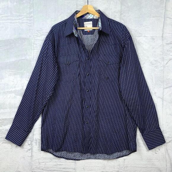 Roper Western Shirt Men’s L Snap Button geometric Patterned Long Sleeve Cowboy - Picture 1 of 12